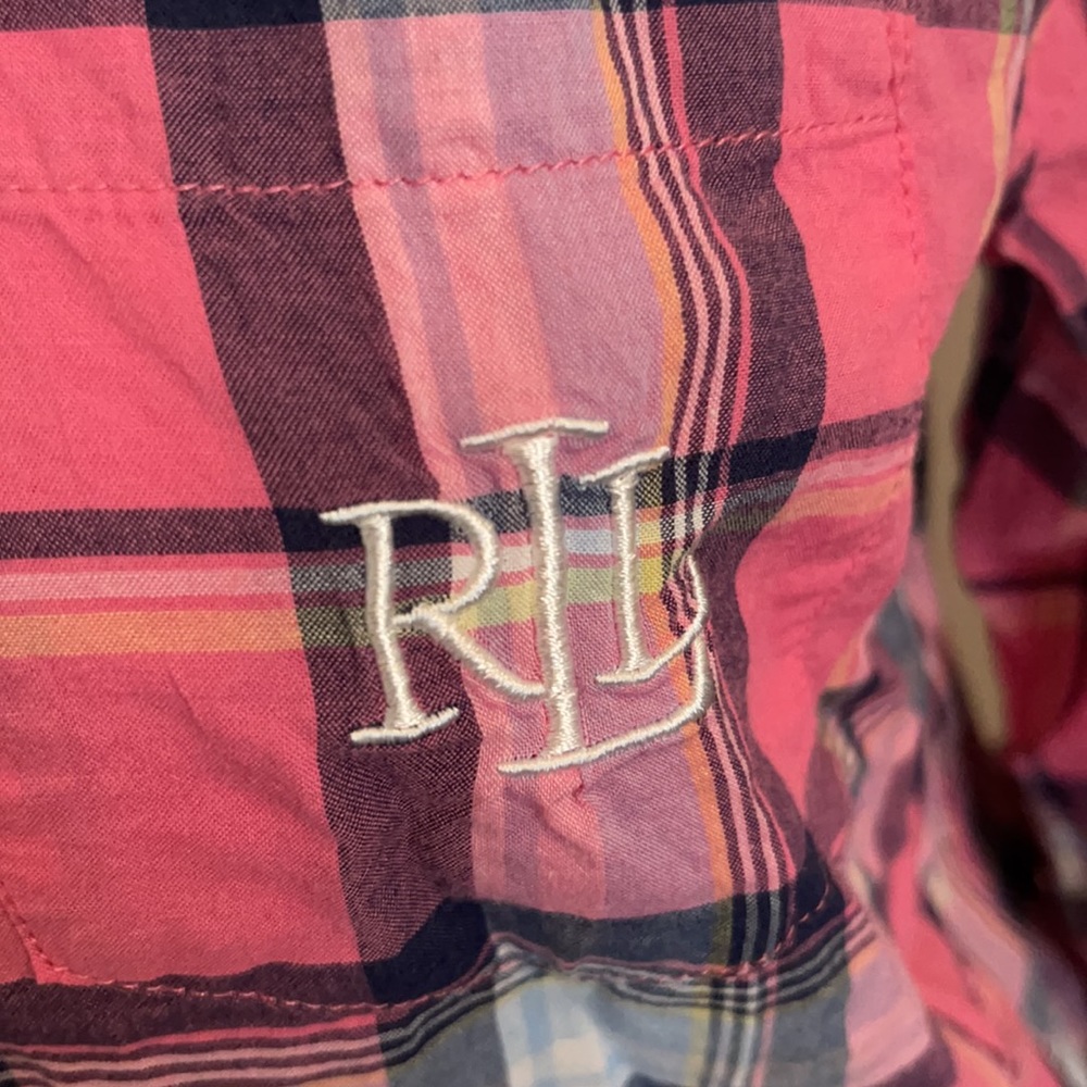 Ralph Lauren Pink Plaid Button Down Long Sleeve Shirt - Picture 4 of 5